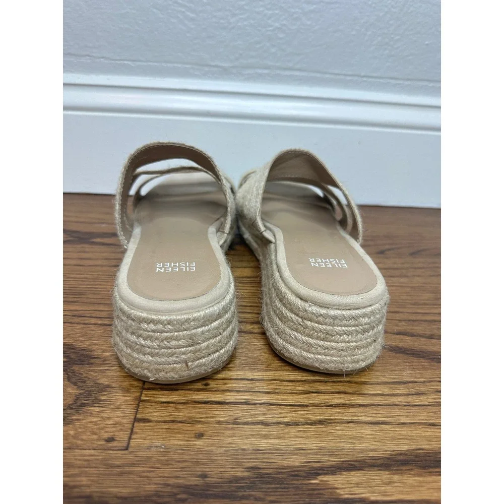 Eileen Fisher Mayla Jute Espadrille Sandal Platform Slide Beige Tan Size 9